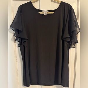 Calvin Klein Women's Black Ruffle Sleeve Top
